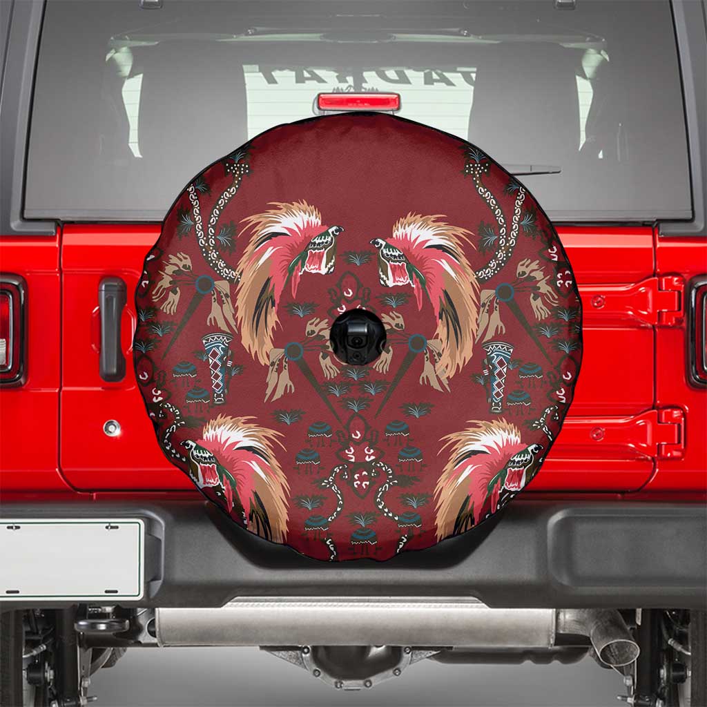 Oxblood Bird of Batik Papua Spare Tire Cover Exotic Natural Wealth of Papua - Polynesian Pride