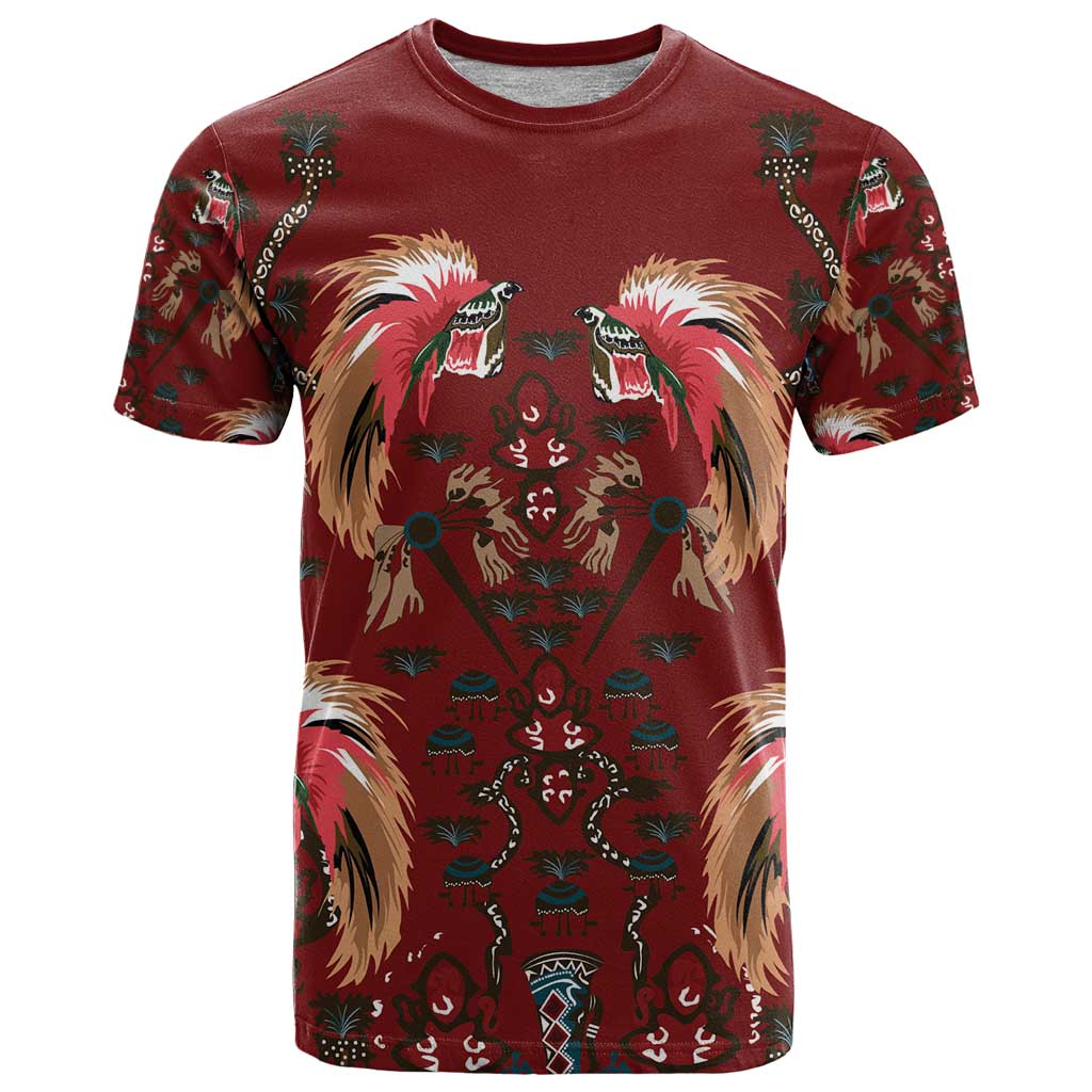 Oxblood Bird of Batik Papua T Shirt Exotic Natural Wealth of Papua - Polynesian Pride