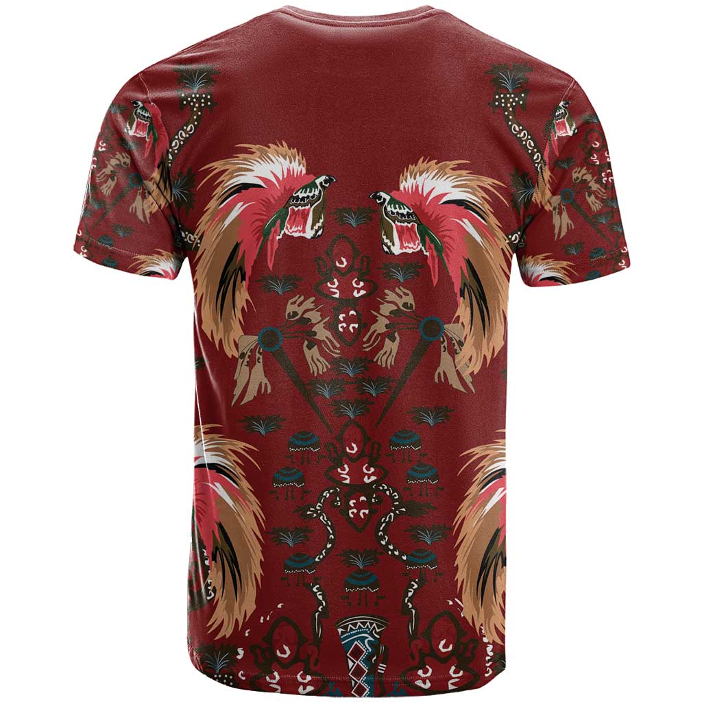Oxblood Bird of Batik Papua T Shirt Exotic Natural Wealth of Papua - Polynesian Pride