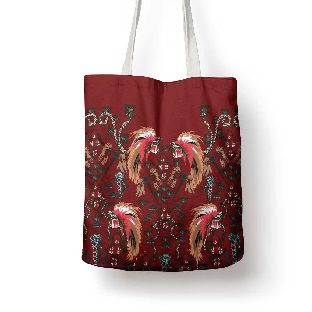 Oxblood Bird of Batik Papua Tote Bag Exotic Natural Wealth of Papua - Polynesian Pride