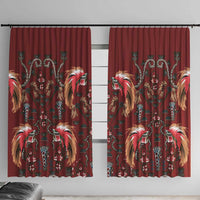 Oxblood Bird of Batik Papua Window Curtain Exotic Natural Wealth of Papua LT9 With Hooks Red - Polynesian Pride