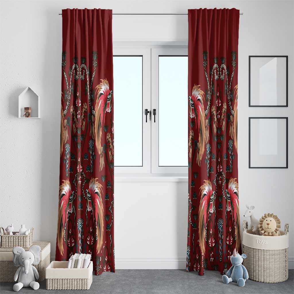 Oxblood Bird of Batik Papua Window Curtain Exotic Natural Wealth of Papua LT9 - Polynesian Pride