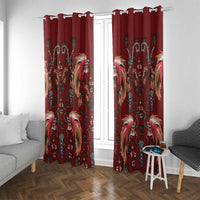 Oxblood Bird of Batik Papua Window Curtain Exotic Natural Wealth of Papua LT9 With Grommets Red - Polynesian Pride