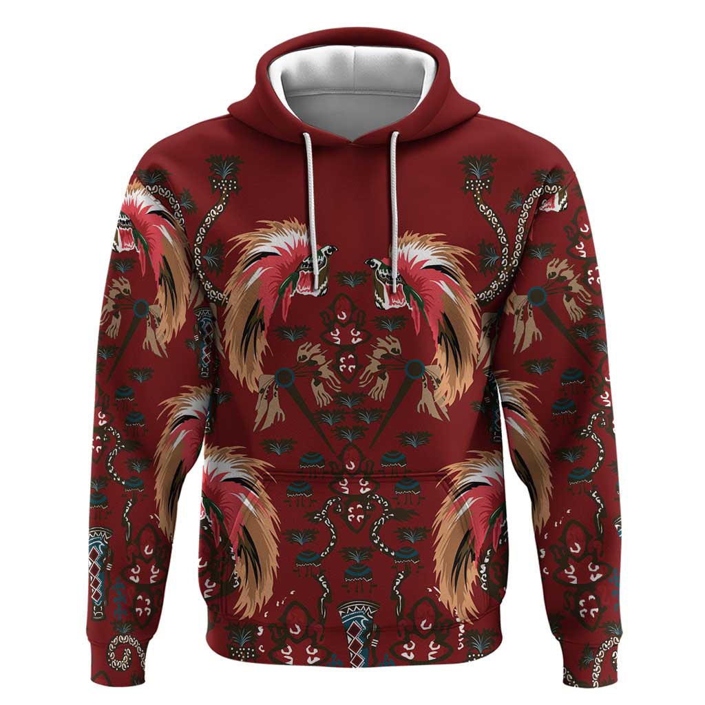 Oxblood Bird of Batik Papua Zip Hoodie Exotic Natural Wealth of Papua - Polynesian Pride