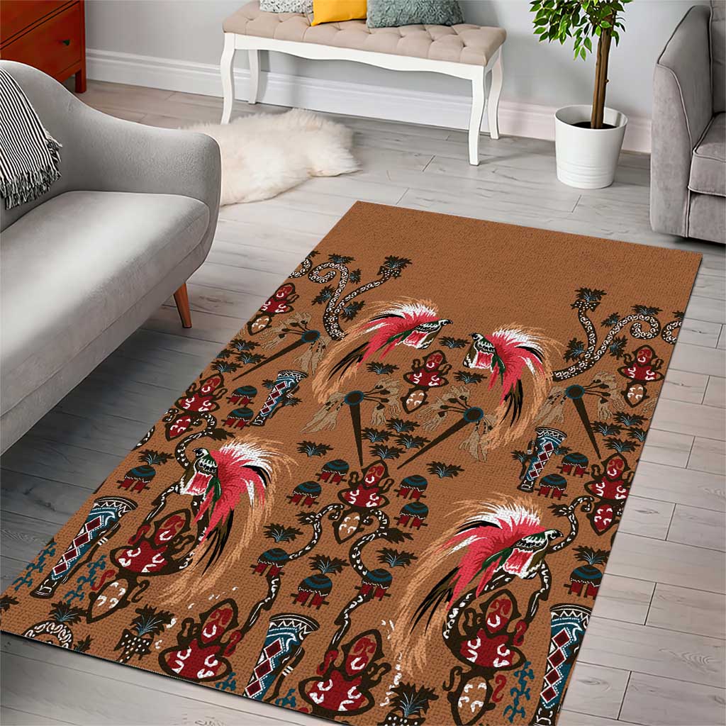 Terracotta Bird of Batik Papua Area Rug Exotic Natural Wealth of Papua - Polynesian Pride