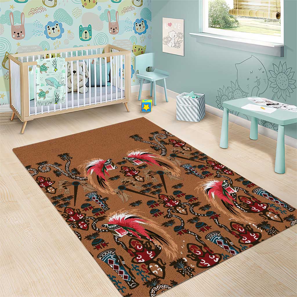 Terracotta Bird of Batik Papua Area Rug Exotic Natural Wealth of Papua - Polynesian Pride