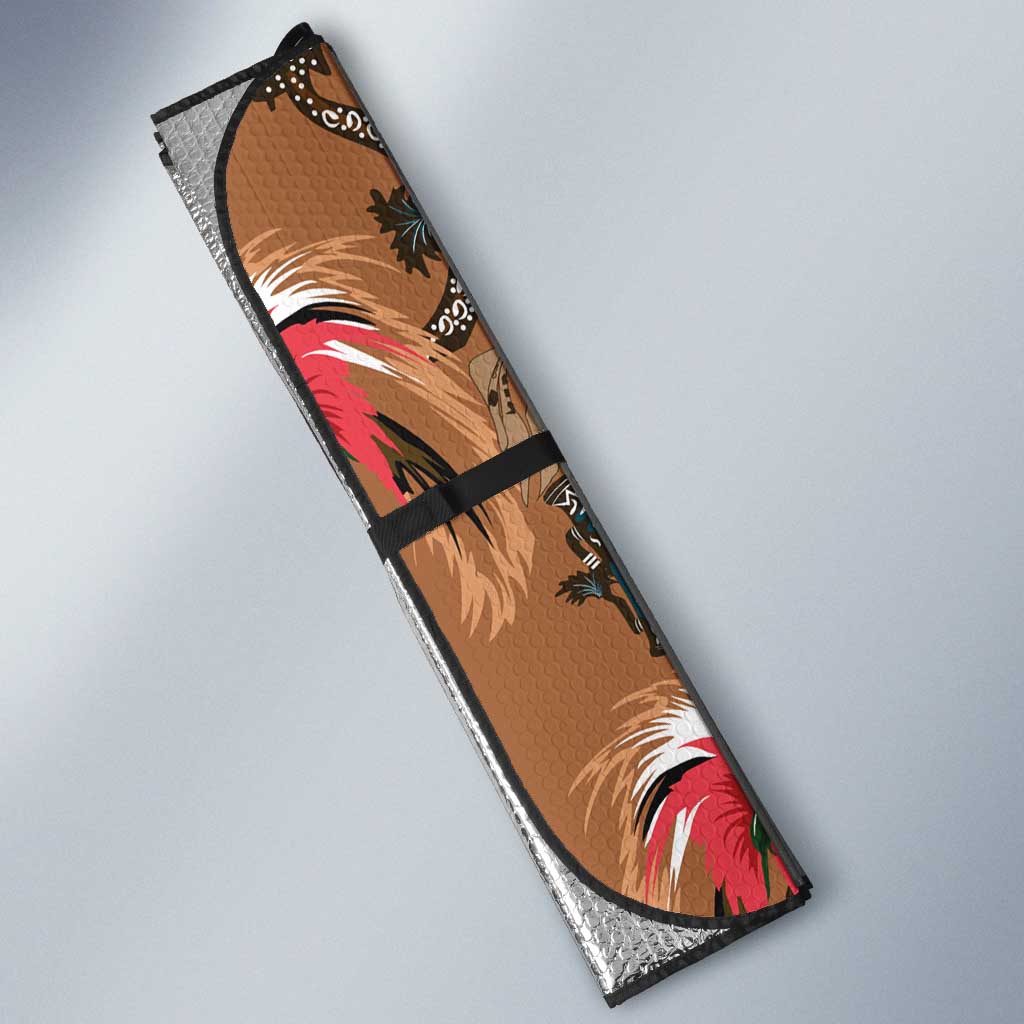 Terracotta Bird of Batik Papua Auto Sun Shade Exotic Natural Wealth of Papua - Polynesian Pride