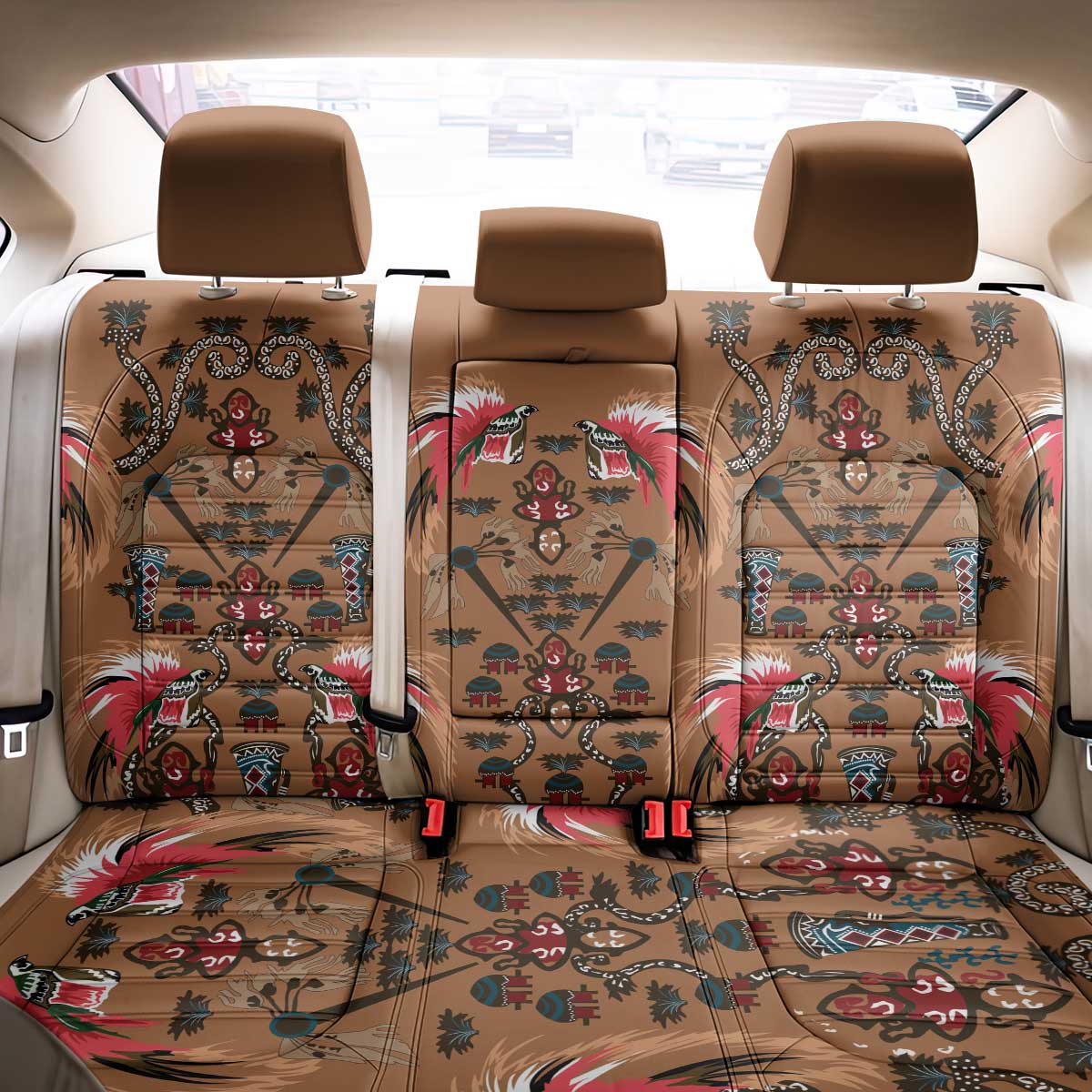 Terracotta Bird of Batik Papua Back Car Seat Cover Exotic Natural Wealth of Papua - Polynesian Pride