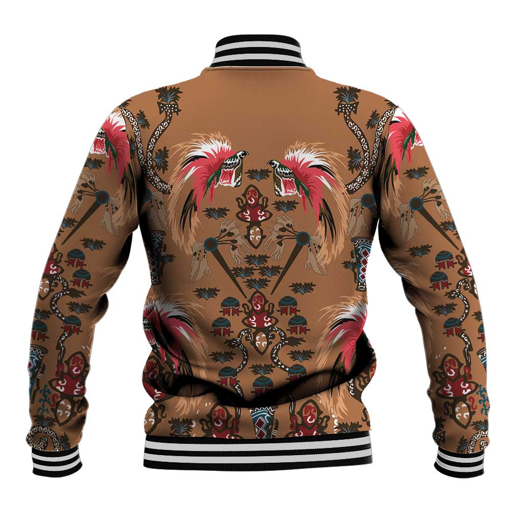 Terracotta Bird of Batik Papua Baseball Jacket Exotic Natural Wealth of Papua - Polynesian Pride