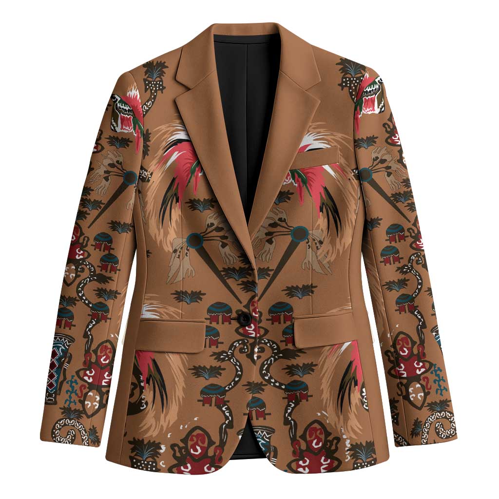 Terracotta Bird of Batik Papua Blazer Exotic Natural Wealth of Papua LT9 Unisex Gold - Polynesian Pride