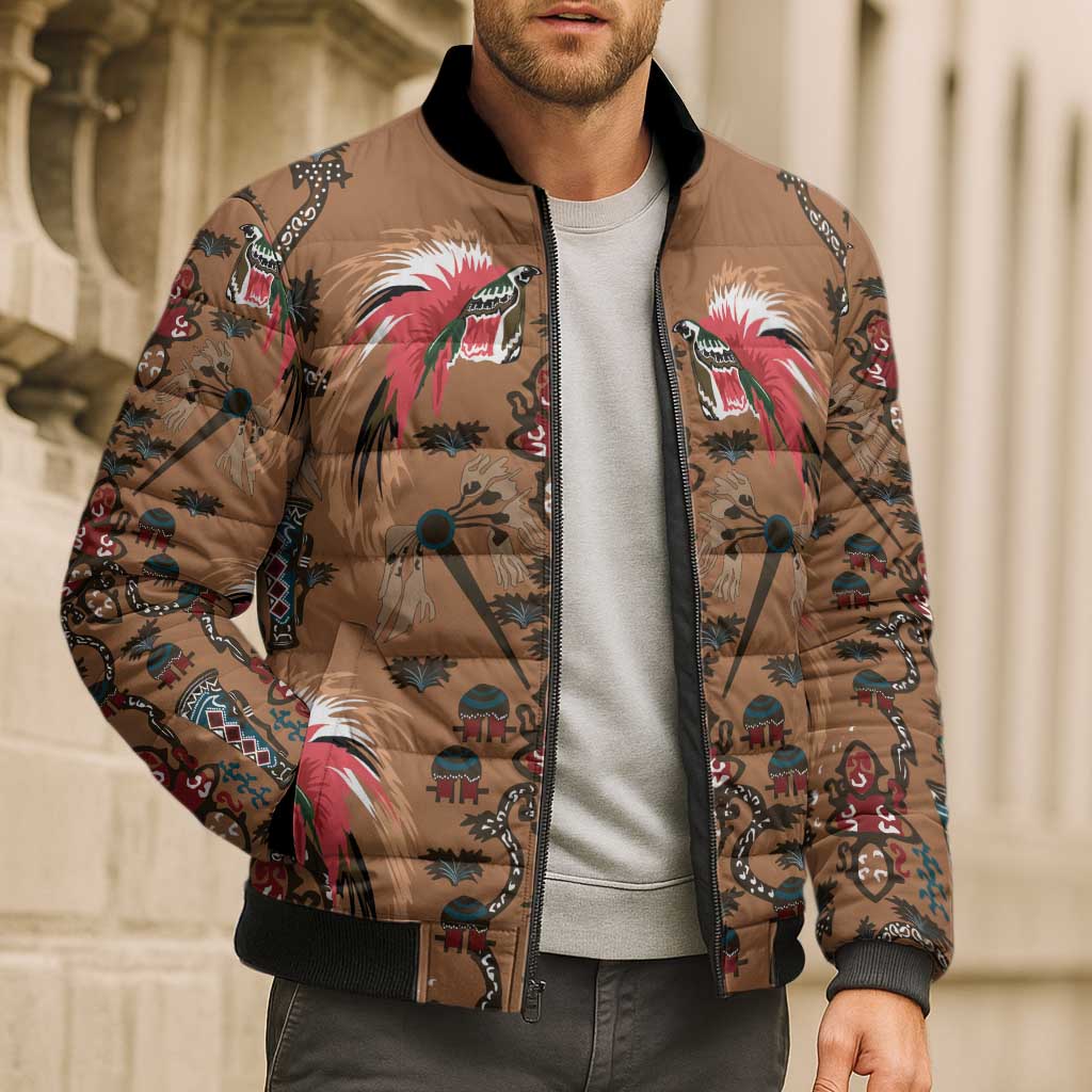 Terracotta Bird of Batik Papua Bomber Puffer Jacket Exotic Natural Wealth of Papua LT9 - Polynesian Pride