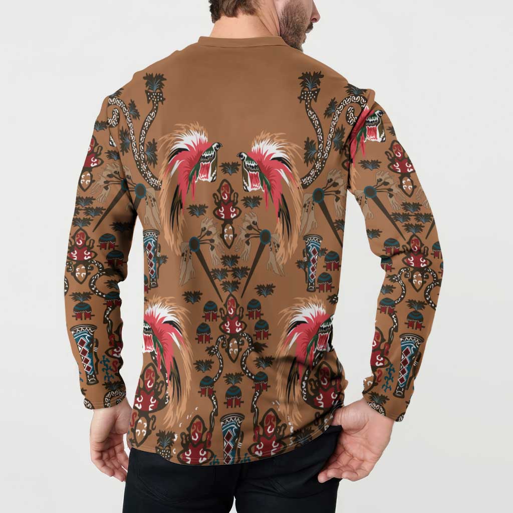 Terracotta Bird of Batik Papua Button Sweatshirt Exotic Natural Wealth of Papua LT9 - Polynesian Pride