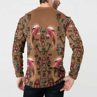 Terracotta Bird of Batik Papua Button Sweatshirt Exotic Natural Wealth of Papua LT9 - Polynesian Pride