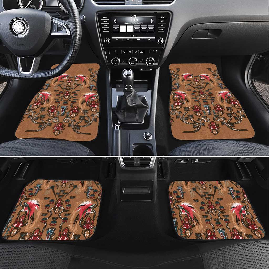 Terracotta Bird of Batik Papua Car Mats Exotic Natural Wealth of Papua LT9 Set 4pcs Gold - Polynesian Pride