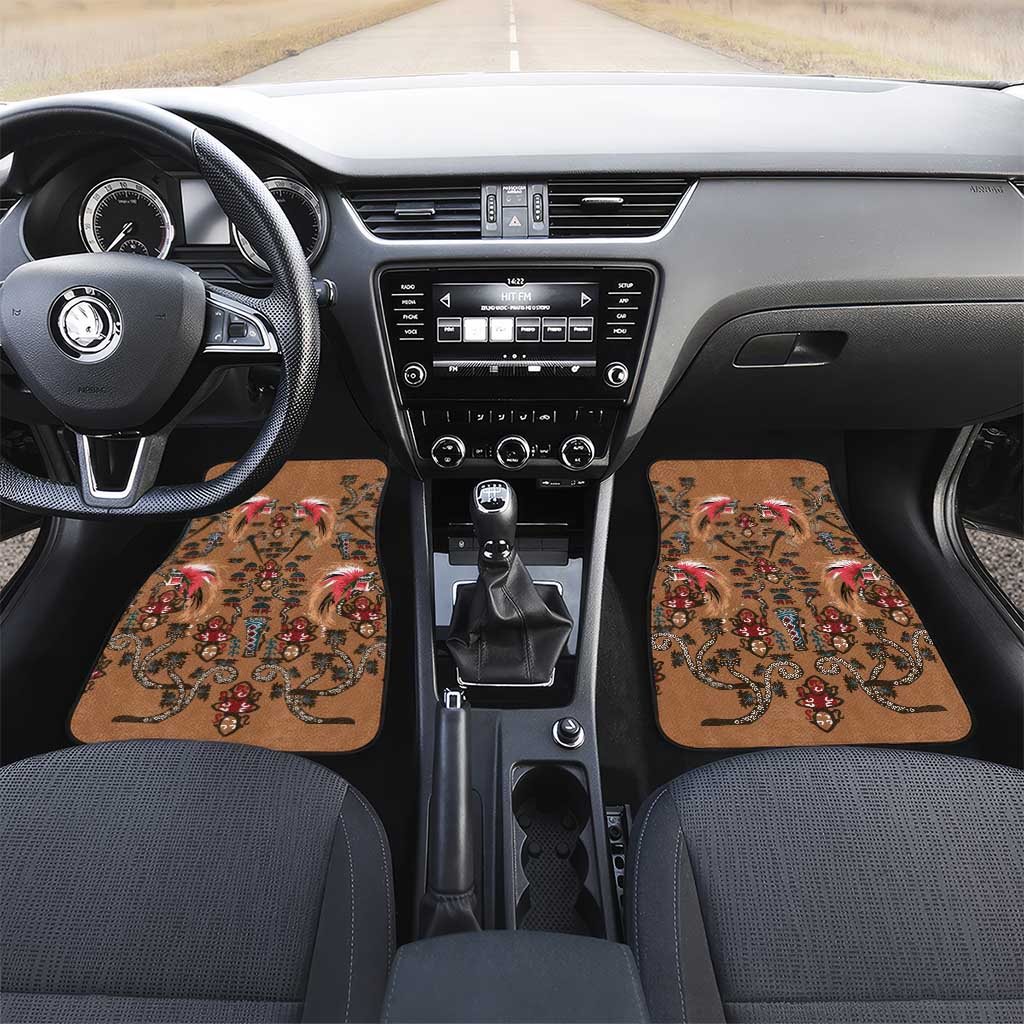 Terracotta Bird of Batik Papua Car Mats Exotic Natural Wealth of Papua LT9 Set 2pcs - Front Gold - Polynesian Pride