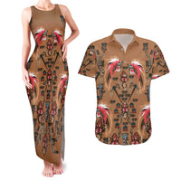 Terracotta Bird of Batik Papua Couples Matching Tank Maxi Dress and Hawaiian Shirt Exotic Natural Wealth of Papua - Polynesian Pride
