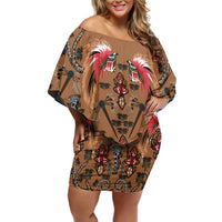 Terracotta Bird of Batik Papua Family Matching Off Shoulder Short Dress and Hawaiian Shirt Exotic Natural Wealth of Papua - Polynesian Pride