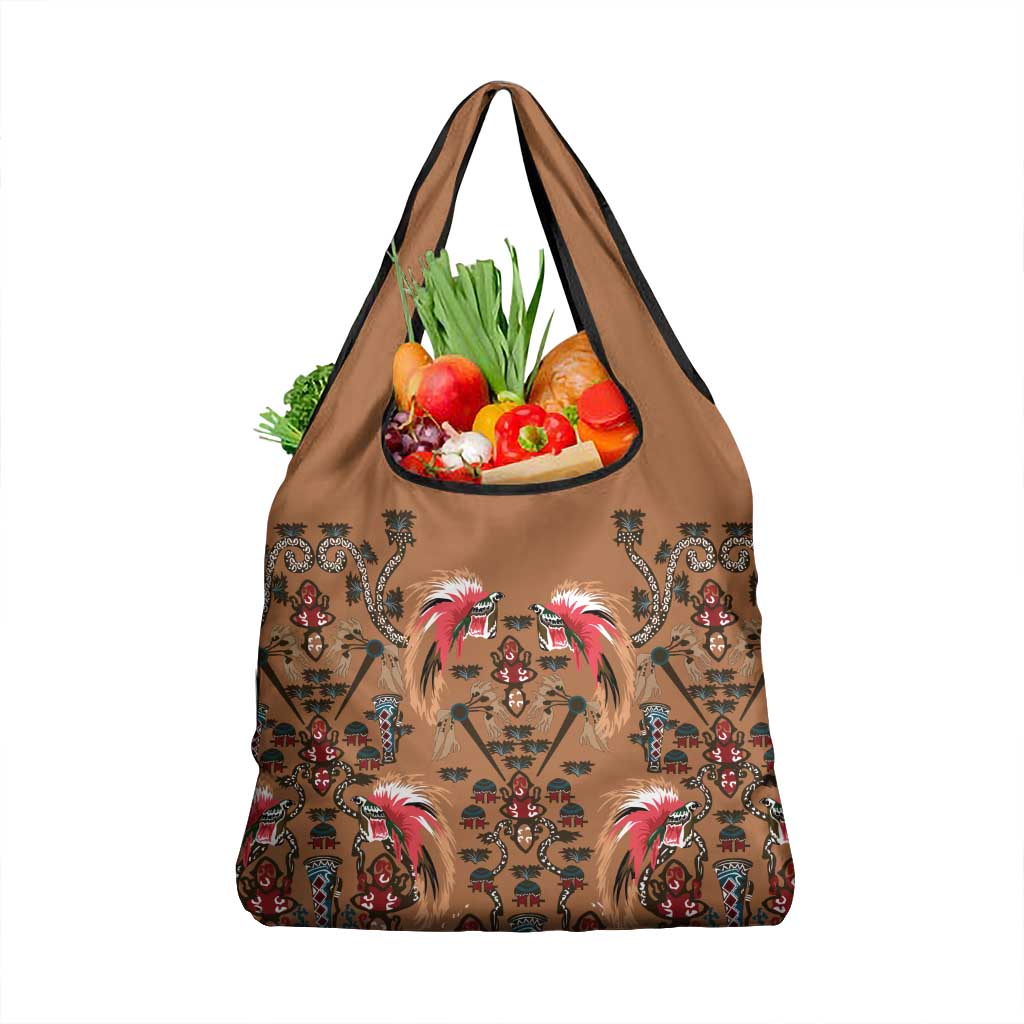 Terracotta Bird of Batik Papua Grocery Bag Exotic Natural Wealth of Papua LT9 1-pack One Size Gold - Polynesian Pride