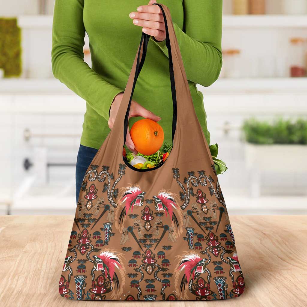 Terracotta Bird of Batik Papua Grocery Bag Exotic Natural Wealth of Papua LT9 - Polynesian Pride