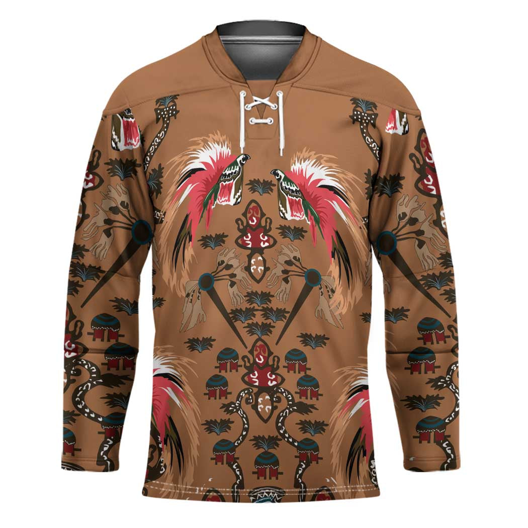 Terracotta Bird of Batik Papua Hockey Jersey Exotic Natural Wealth of Papua - Polynesian Pride