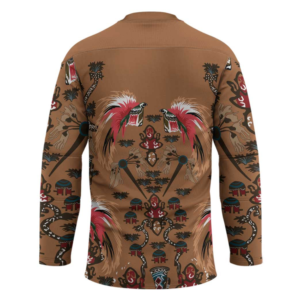 Terracotta Bird of Batik Papua Hockey Jersey Exotic Natural Wealth of Papua - Polynesian Pride