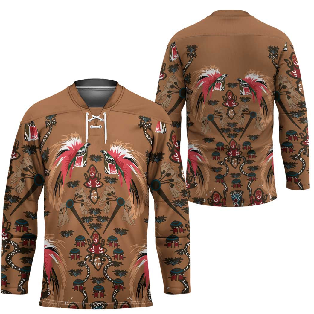 Terracotta Bird of Batik Papua Hockey Jersey Exotic Natural Wealth of Papua - Polynesian Pride