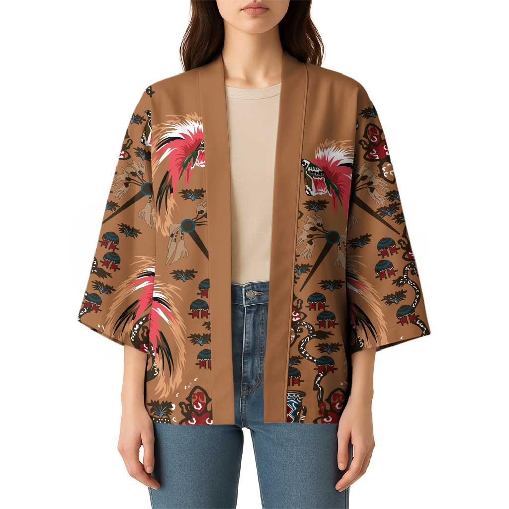Terracotta Bird of Batik Papua Kimono Exotic Natural Wealth of Papua LT9 - Polynesian Pride