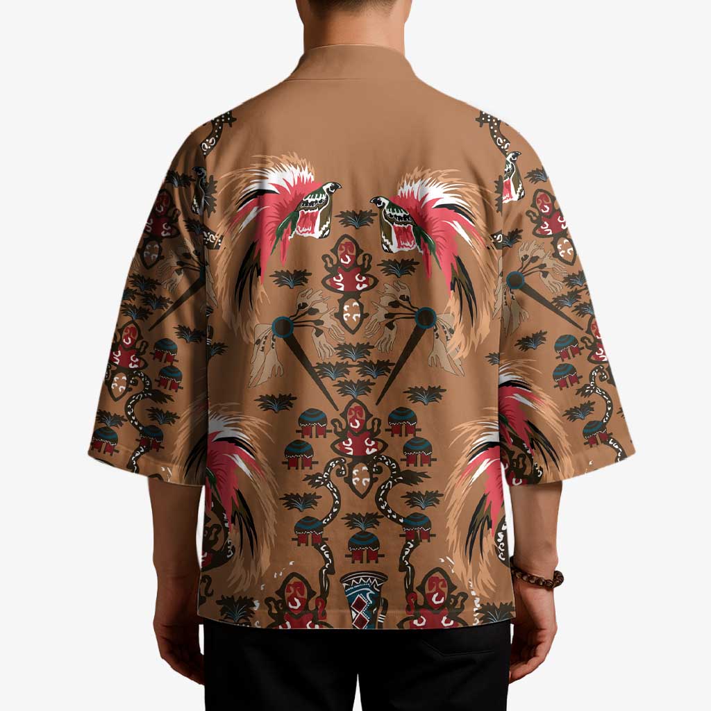 Terracotta Bird of Batik Papua Kimono Exotic Natural Wealth of Papua LT9 - Polynesian Pride