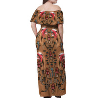Terracotta Bird of Batik Papua Off Shoulder Maxi Dress Exotic Natural Wealth of Papua - Polynesian Pride