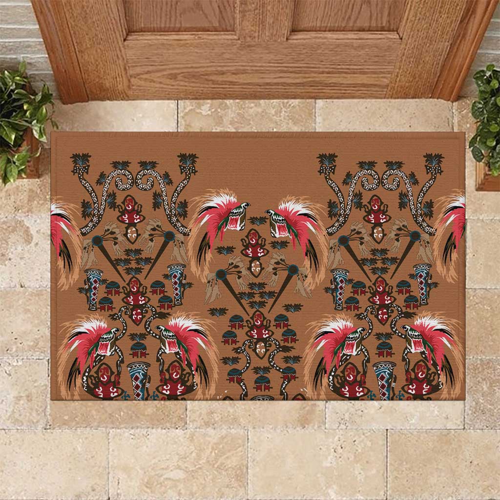 Terracotta Bird of Batik Papua Rubber Doormat Exotic Natural Wealth of Papua - Polynesian Pride