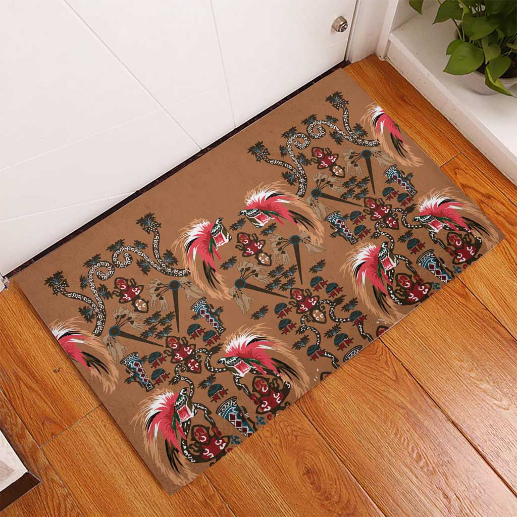 Terracotta Bird of Batik Papua Rubber Doormat Exotic Natural Wealth of Papua - Polynesian Pride