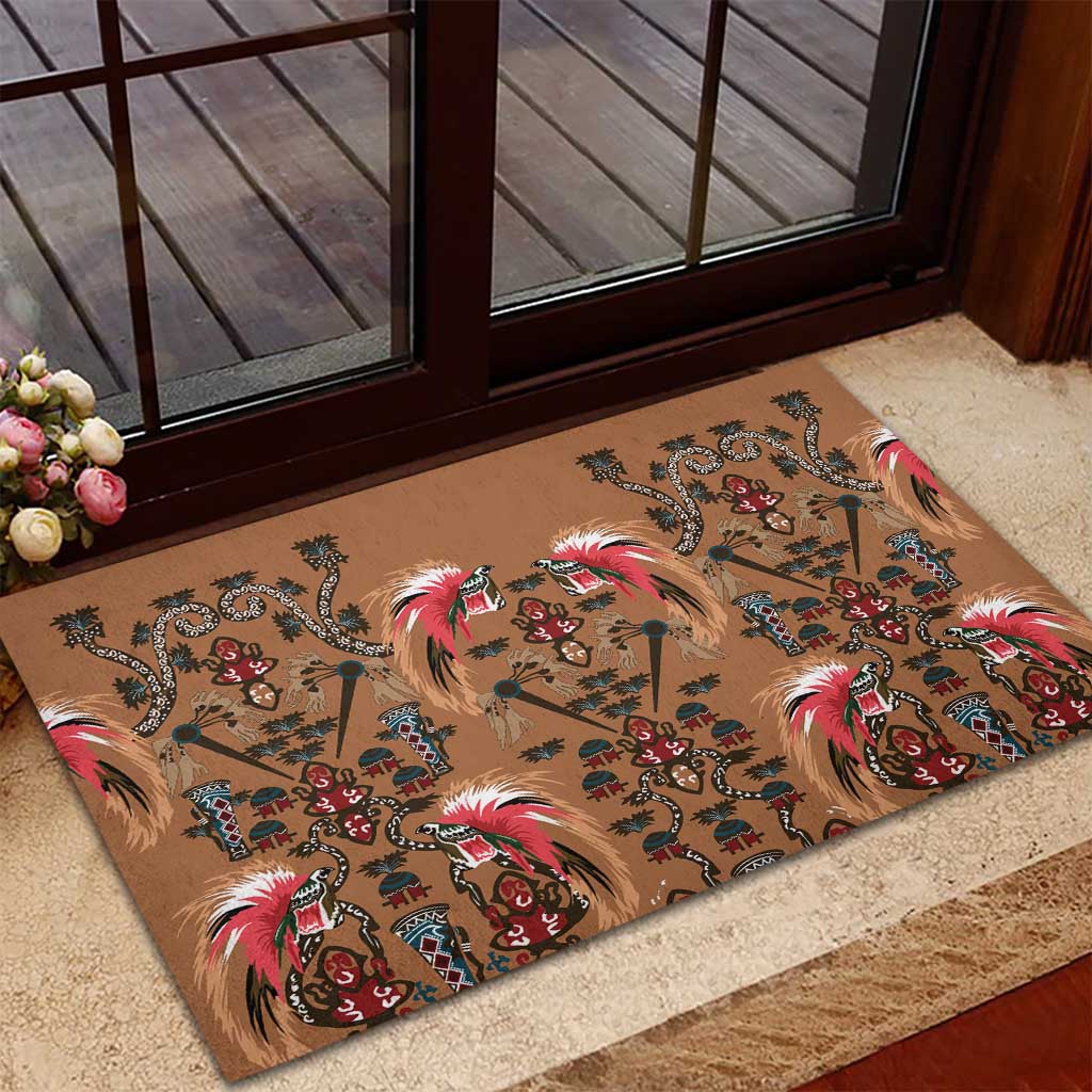 Terracotta Bird of Batik Papua Rubber Doormat Exotic Natural Wealth of Papua - Polynesian Pride