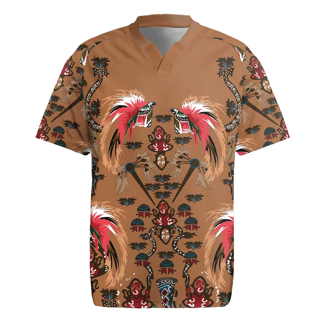 Terracotta Bird of Batik Papua Rugby Jersey Exotic Natural Wealth of Papua - Polynesian Pride