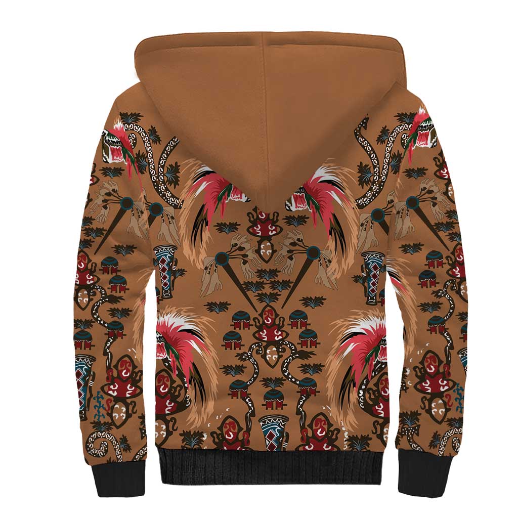 Terracotta Bird of Batik Papua Sherpa Hoodie Exotic Natural Wealth of Papua LT9 - Polynesian Pride