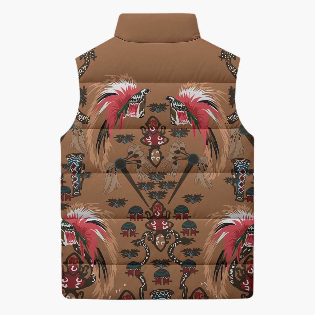 Terracotta Bird of Batik Papua Sleeveless Puffer Jacket Exotic Natural Wealth of Papua LT9 - Polynesian Pride