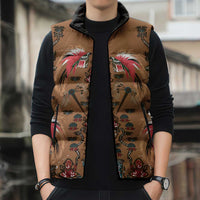 Terracotta Bird of Batik Papua Sleeveless Puffer Jacket Exotic Natural Wealth of Papua LT9 - Polynesian Pride