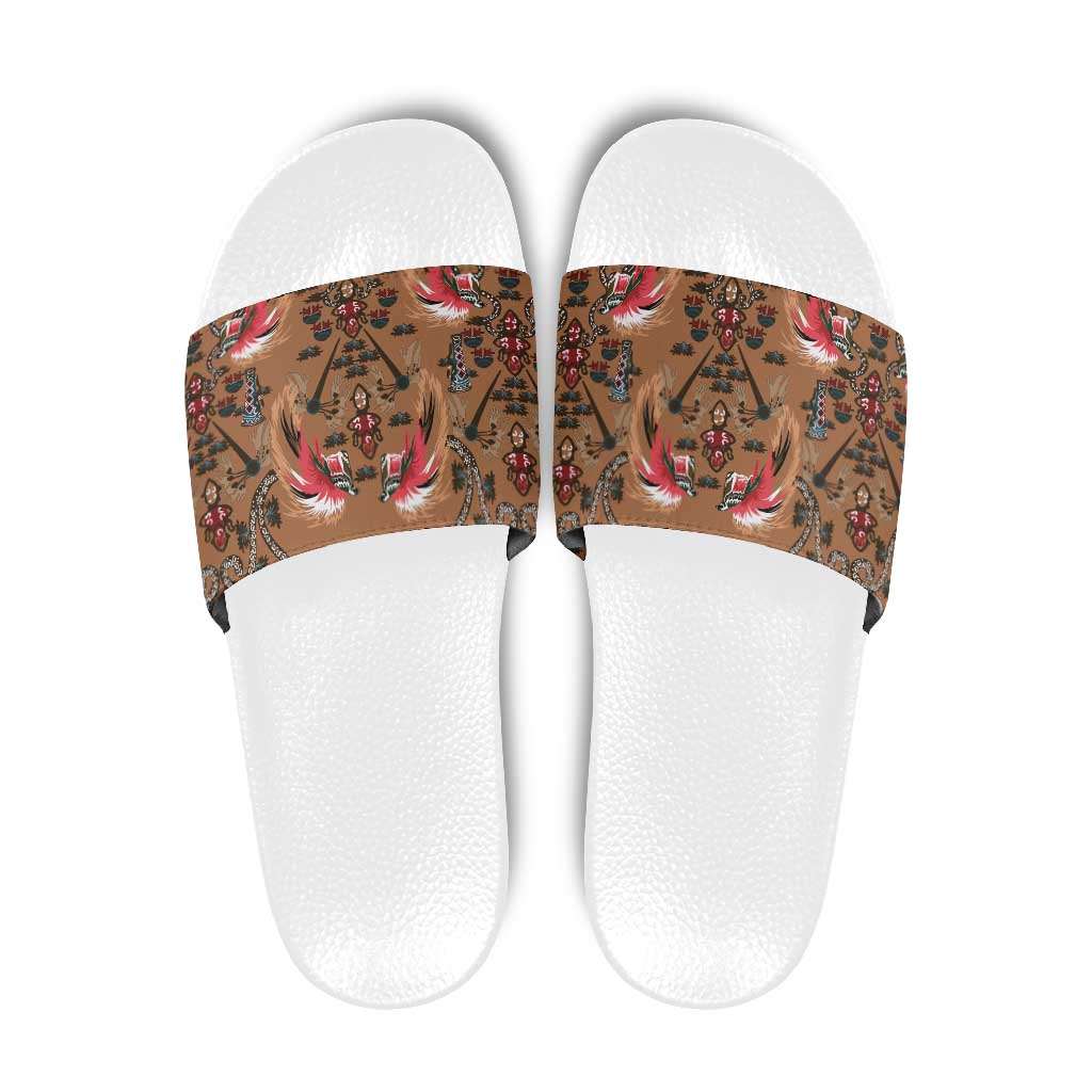 Terracotta Bird of Batik Papua Slide Sandals Exotic Natural Wealth of Papua LT9 Gold - Polynesian Pride