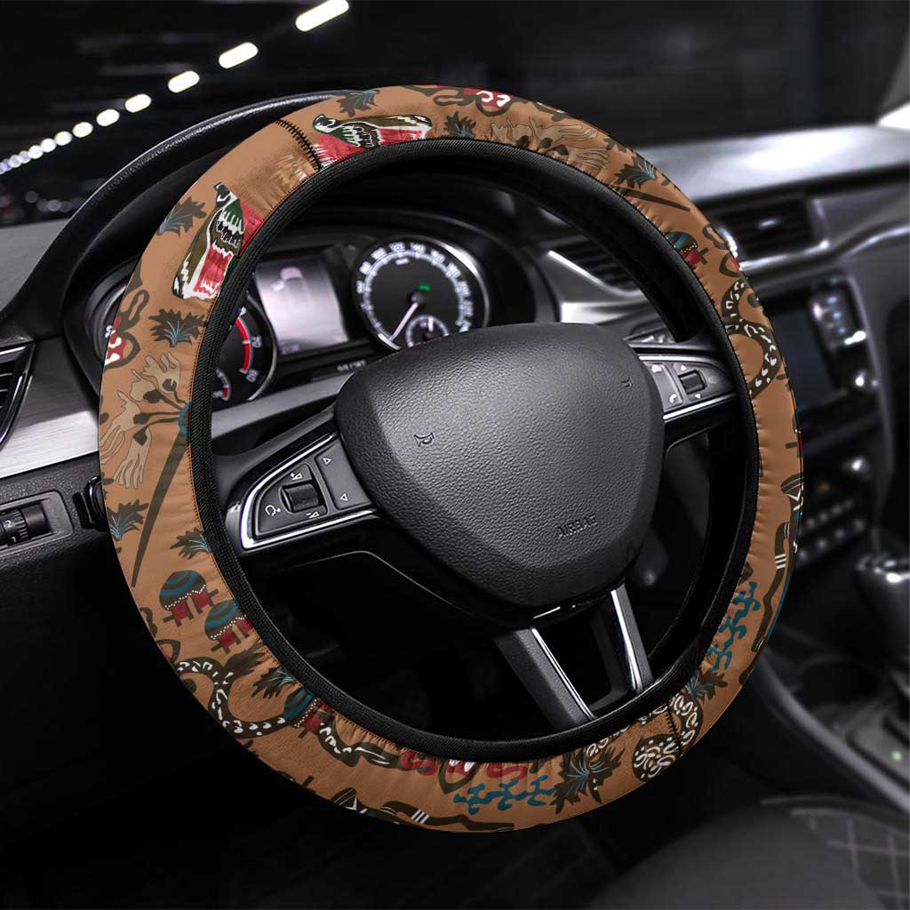 Terracotta Bird of Batik Papua Steering Wheel Cover Exotic Natural Wealth of Papua - Polynesian Pride