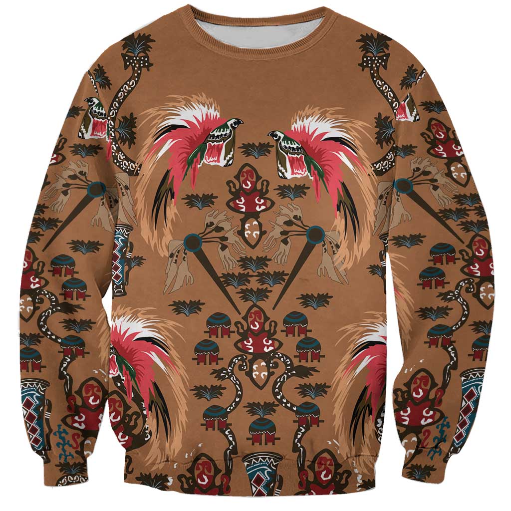 Terracotta Bird of Batik Papua Sweatshirt Exotic Natural Wealth of Papua LT9 Unisex Gold - Polynesian Pride