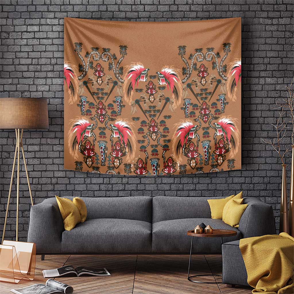 Terracotta Bird of Batik Papua Tapestry Exotic Natural Wealth of Papua - Polynesian Pride