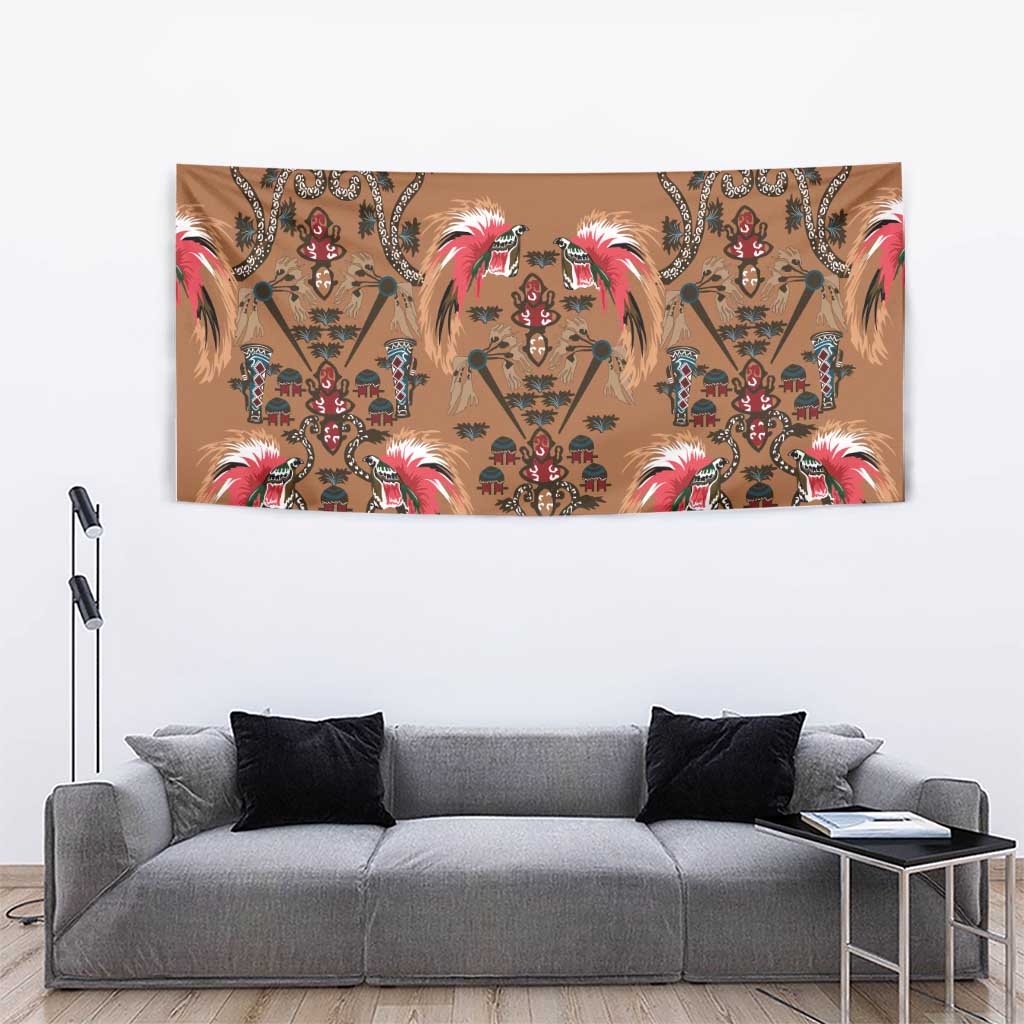 Terracotta Bird of Batik Papua Tapestry Exotic Natural Wealth of Papua - Polynesian Pride