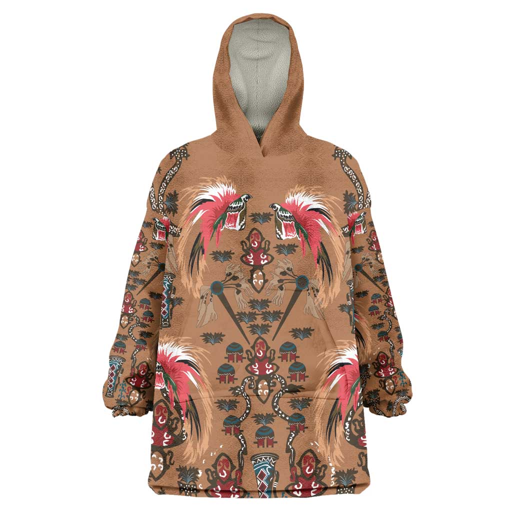 Terracotta Bird of Batik Papua Wearable Blanket Hoodie Exotic Natural Wealth of Papua - Polynesian Pride