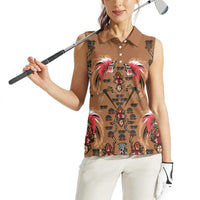 Terracotta Bird of Batik Papua Women Sleeveless Polo Shirt Exotic Natural Wealth of Papua LT9 - Polynesian Pride