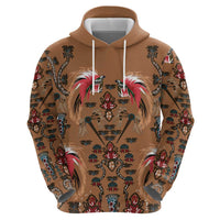 Terracotta Bird of Batik Papua Zip Hoodie Exotic Natural Wealth of Papua - Polynesian Pride