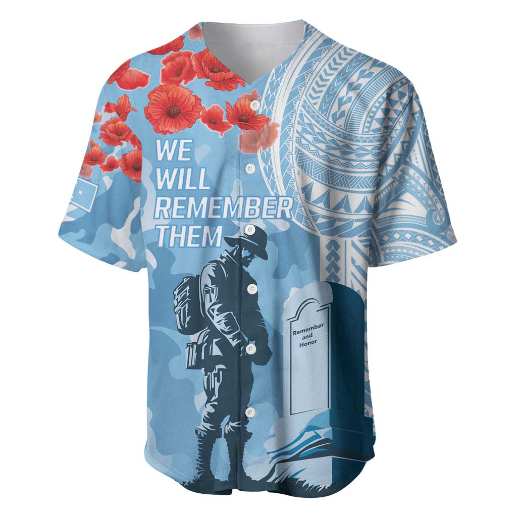 FSM Verterans Day Baseball Jersey Their Lives Your Freedom LT9 Blue - Polynesian Pride