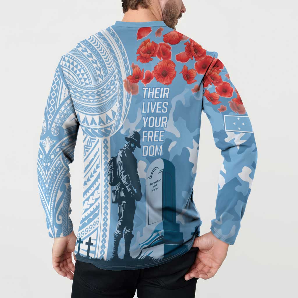 FSM Verterans Day Button Sweatshirt Their Lives Your Freedom LT9 - Polynesian Pride