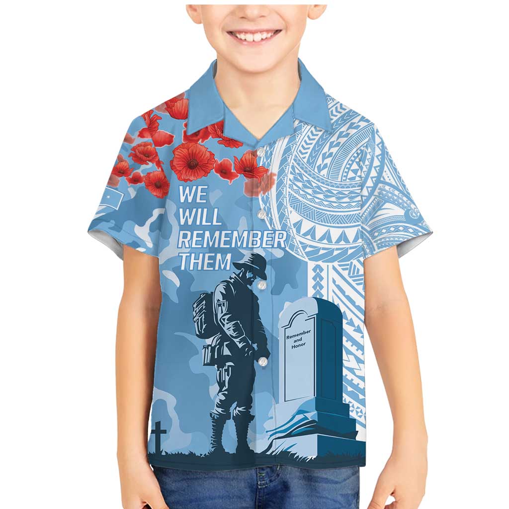 FSM Verterans Day Family Matching Mermaid Dress and Hawaiian Shirt Their Lives Your Freedom LT9 Son's Shirt Blue - Polynesian Pride