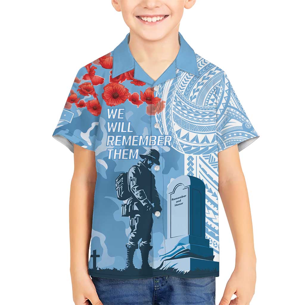 FSM Verterans Day Family Matching Short Sleeve Bodycon Dress and Hawaiian Shirt Their Lives Your Freedom LT9 Son's Shirt Blue - Polynesian Pride