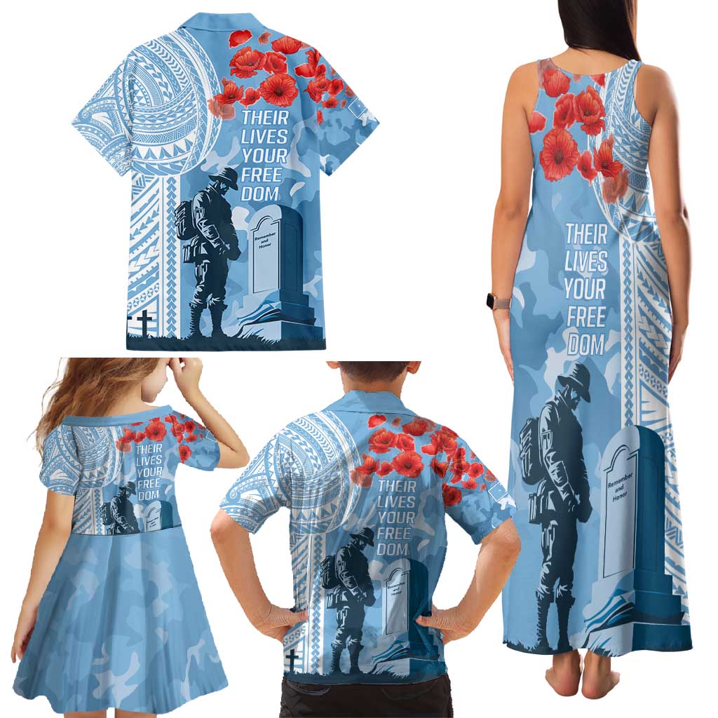 FSM Verterans Day Family Matching Tank Maxi Dress and Hawaiian Shirt Their Lives Your Freedom LT9 - Polynesian Pride