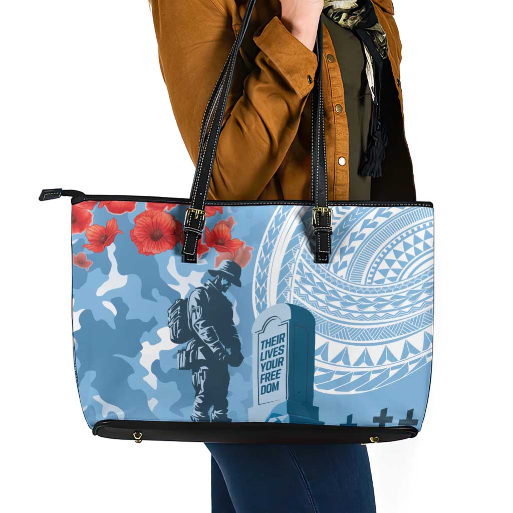 FSM Verterans Day Leather Tote Bag Their Lives Your Freedom LT9 - Polynesian Pride